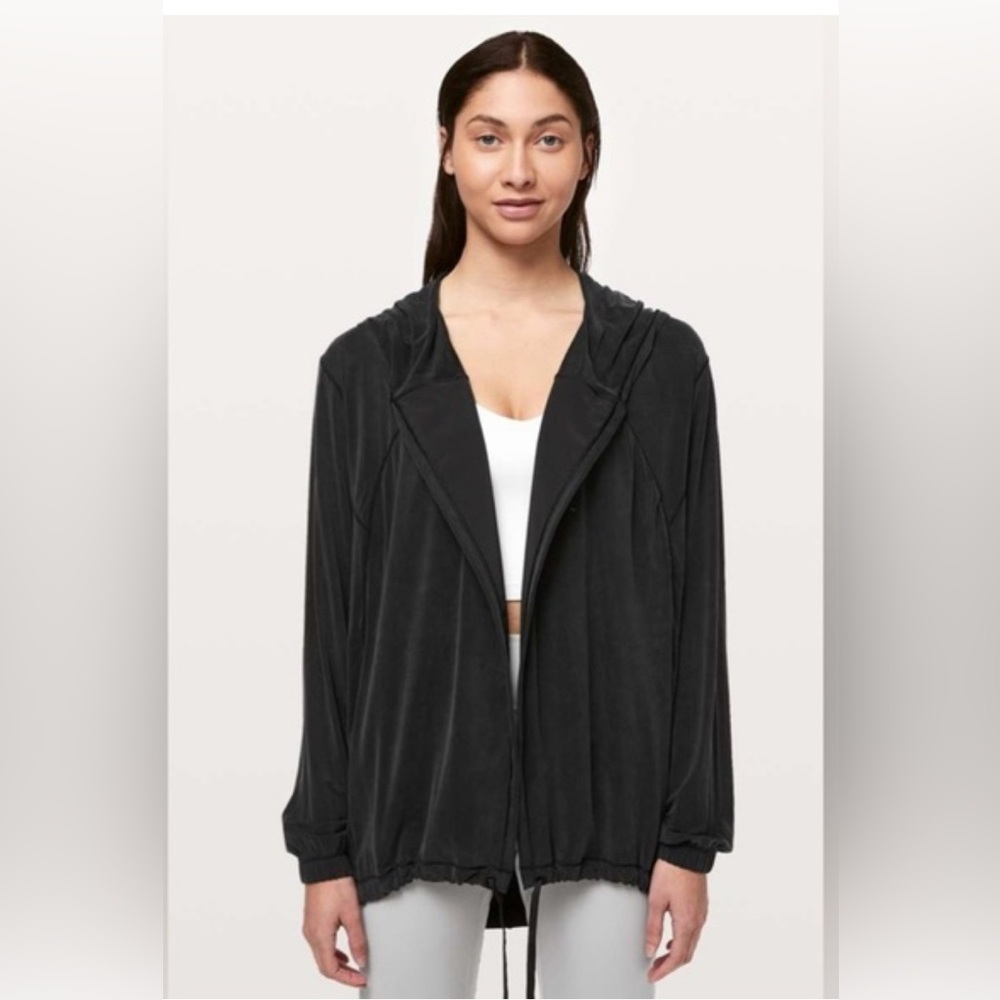 Lululemon Into Something Good Hoodie Black Cupro Athleisure Size 6